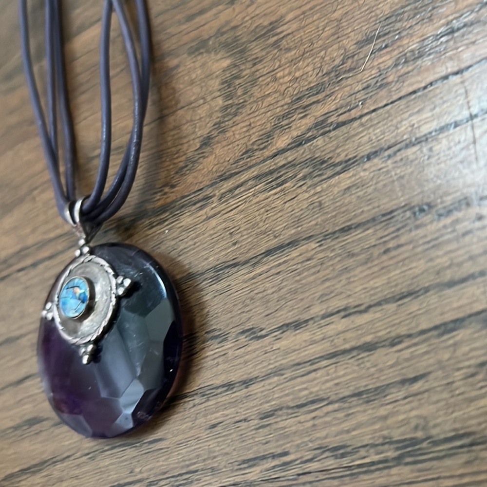 Amethyst Pendant Statement Necklace - image 3